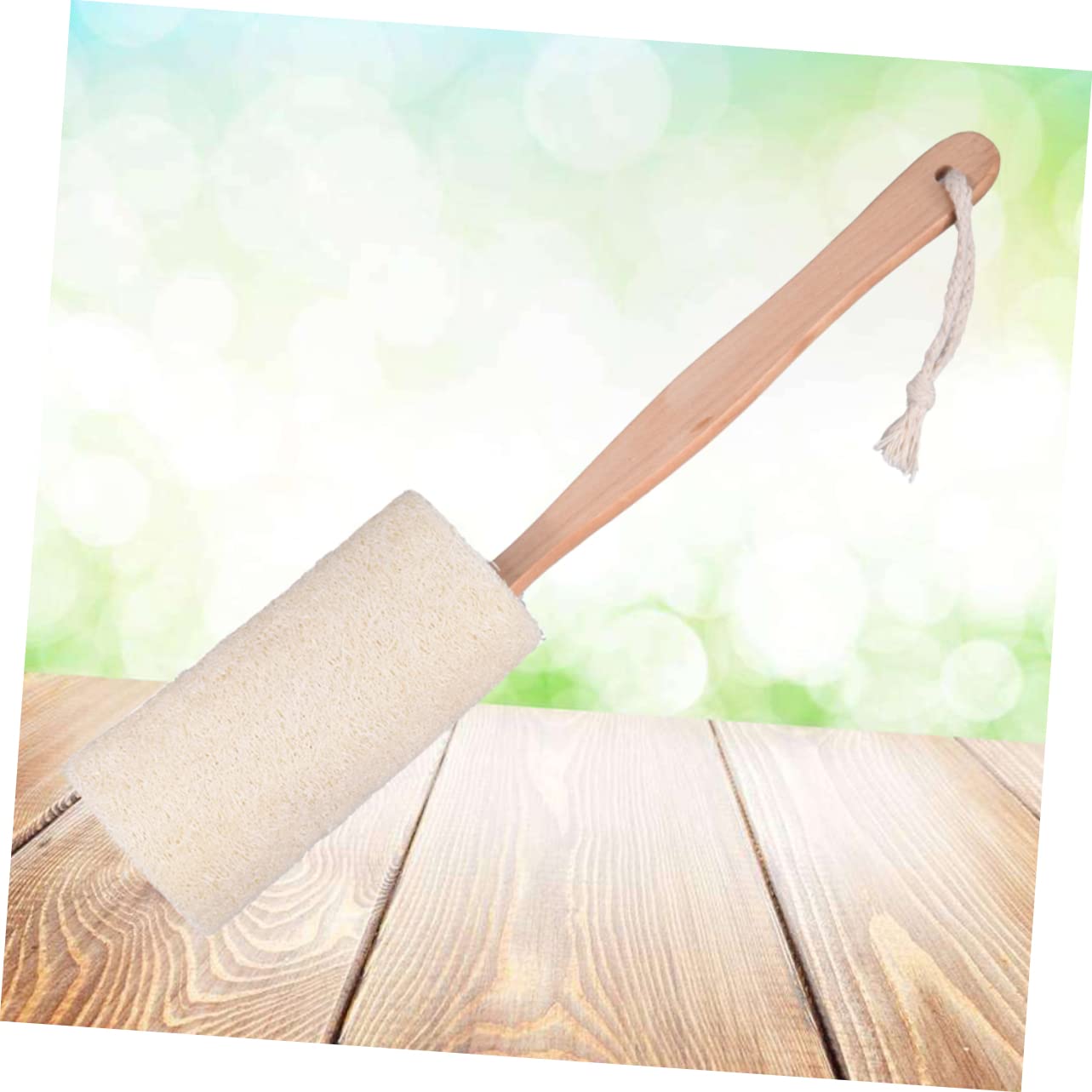 OUNONA Natural Exfoliating Shower Brush with Long Wooden Handle Raw Wood Body Scrubber Loofah for Gentle Bathing and Smooth Skin Suitable for Oily Beauty and Personal Care OUNONA