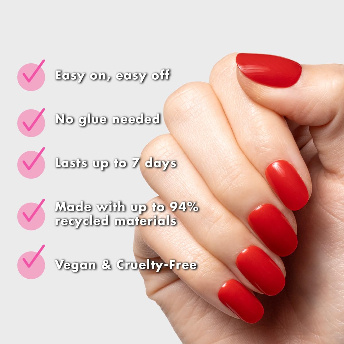 Olive & June Super Stick Press-On Nails, Lollipop