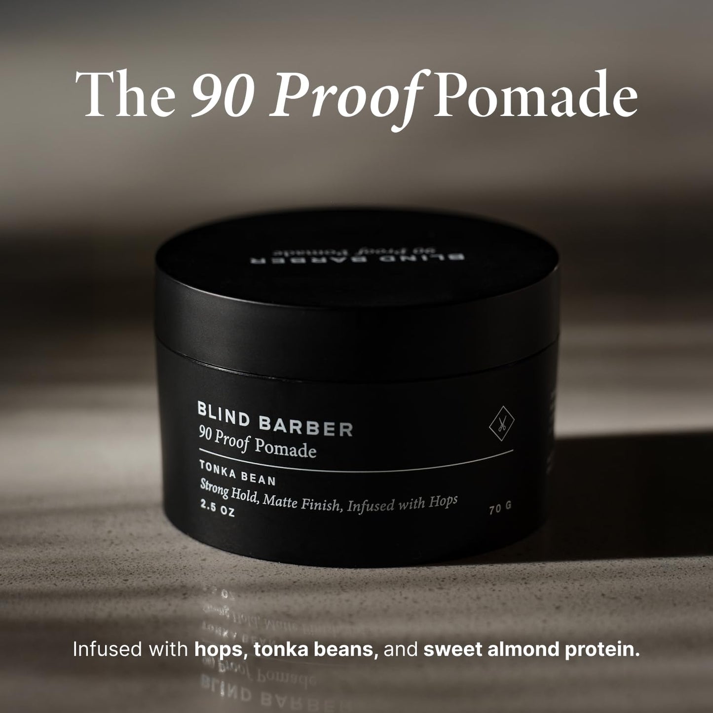 Blind Barber 90 Proof Hair Pomade for Men - Strong Hold, Natural Finish - Water-Based, Matte Pomade for Men with Hops & Tonka Bean - Free of Greasy Beauty & Personal Care Blind Barber