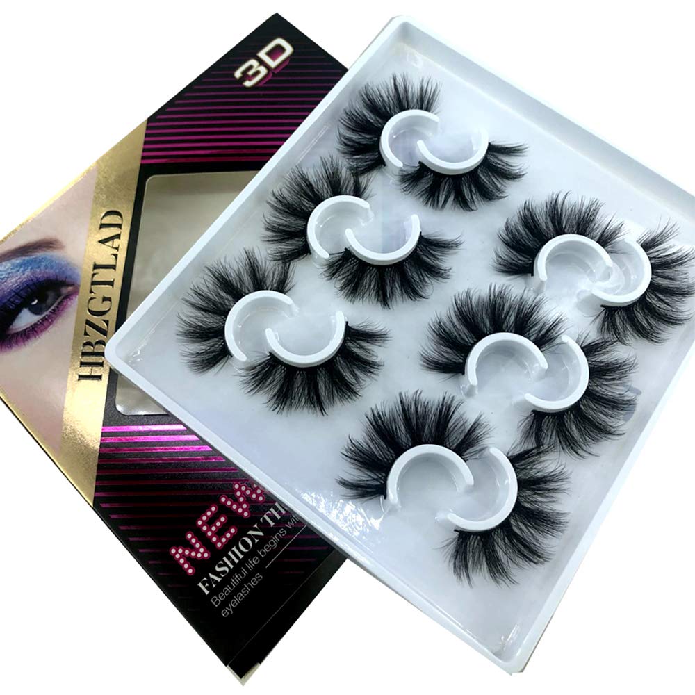 HBZGTLAD 6 Pairs Fluffy False Eyelashes Natural Faux Mink Strip 3D Lashes Pack (MDF-12) Beauty & Personal Care HBZGTLAD