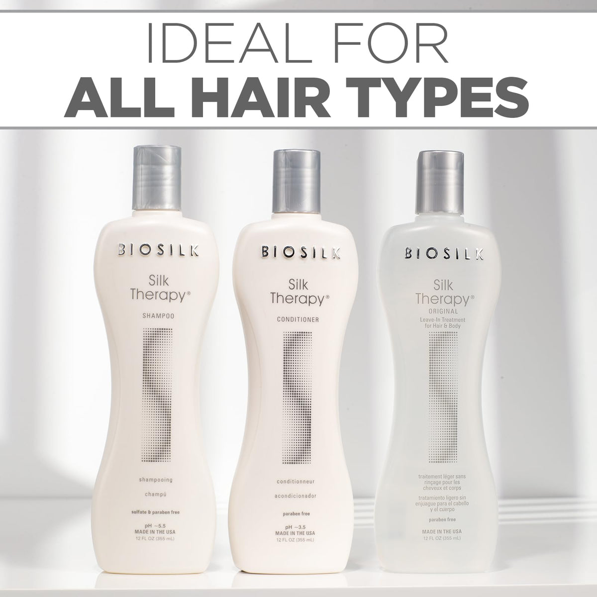 BioSilk 3-Piece Silk Therapy Kit, Shampoo, Conditioner & Serum for Healthy, Shiny, Manageable Hair, Sulfate-Free, Paraben-Free, Cruelty-Free, 12 Oz Beauty & Personal Care BioSilk