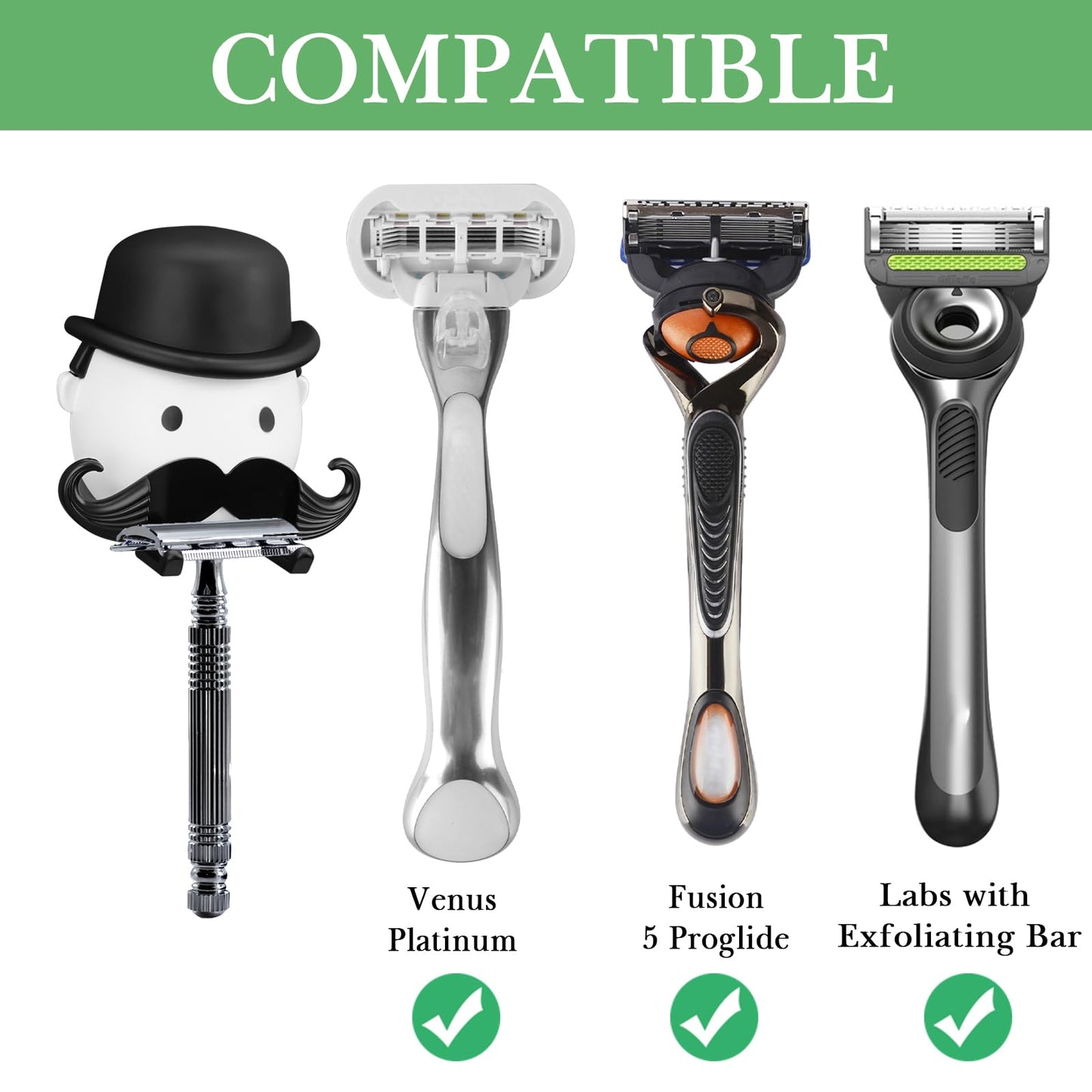 Linkidea Shaver Holder with Self-Adhesive & Suction, Creative Bathroom Hook, Compatible with Gillette Fusion 5, ProGlide, Shield, Harry's 5 Blade Beauty and Personal Care Linkidea