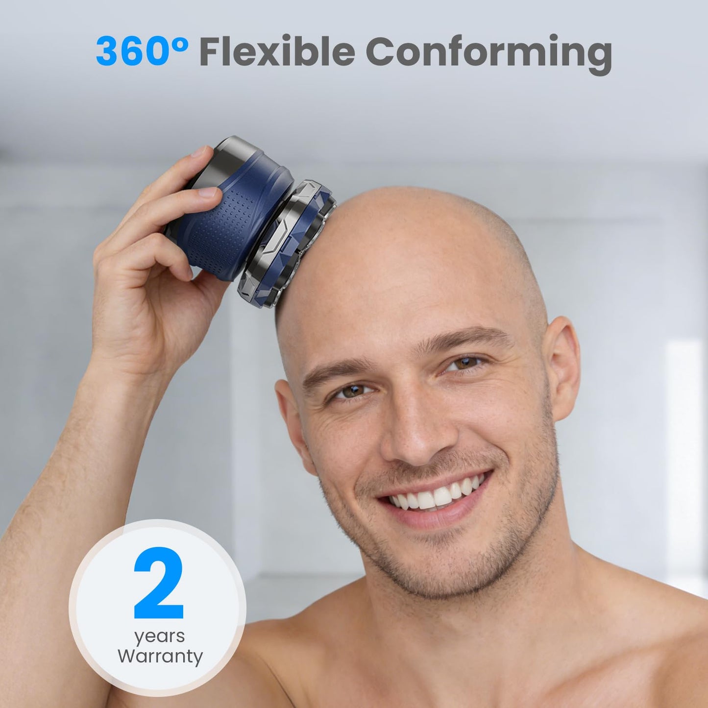 Phisco Head Shavers for Bald Men: 7D Floating Electric Razor with Travel Case - IPX7 Waterproof Head Shaver Wet/Dry Shave, Magnetic Detachable Beauty and Personal Care Phisco