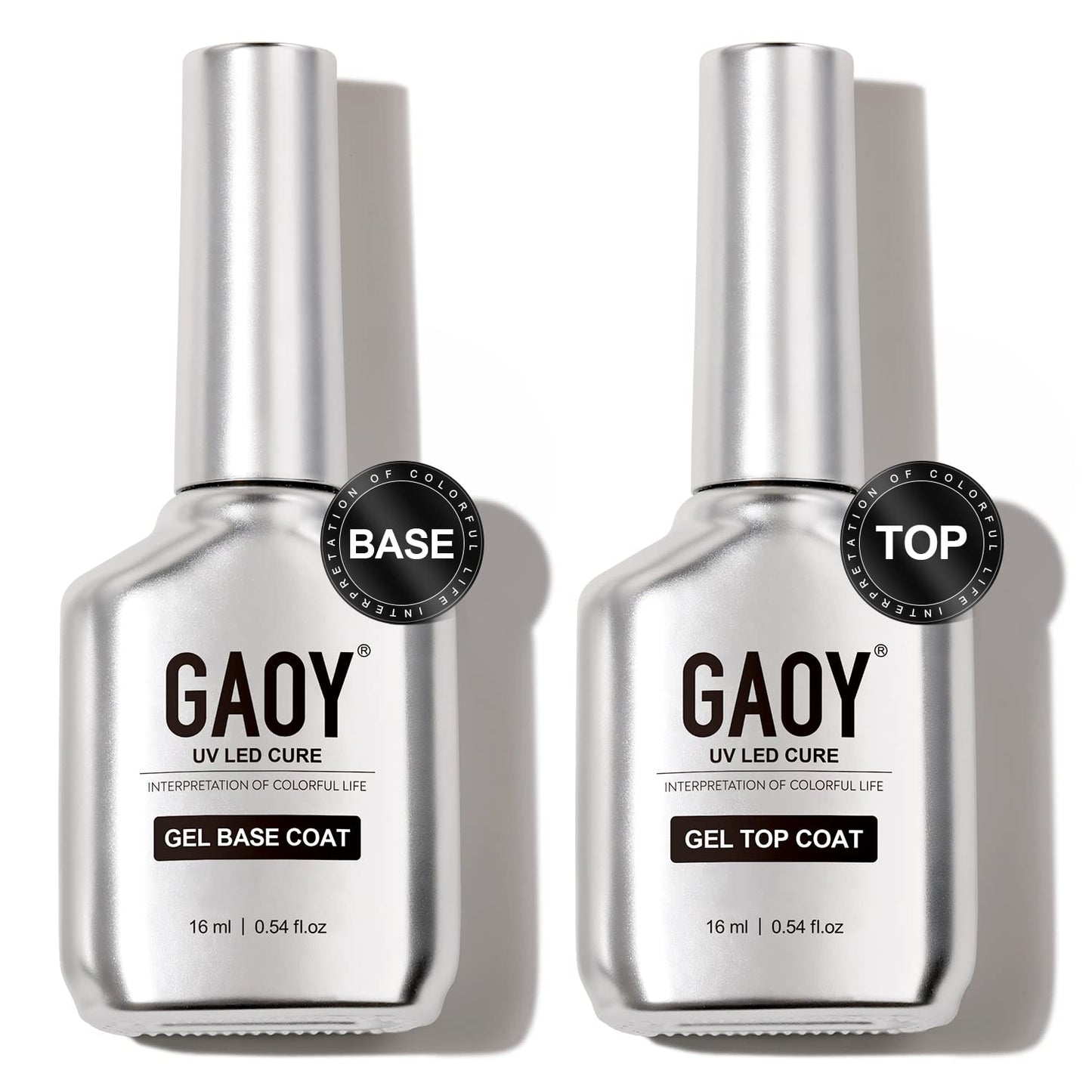 GAOY 16ml 2 Pcs Glassy Gel Top Coat and Base Coat Set,No Wipe Foundation Combination for UV Light Cure Nail Polish Beauty and Personal Care GAOY Default Title