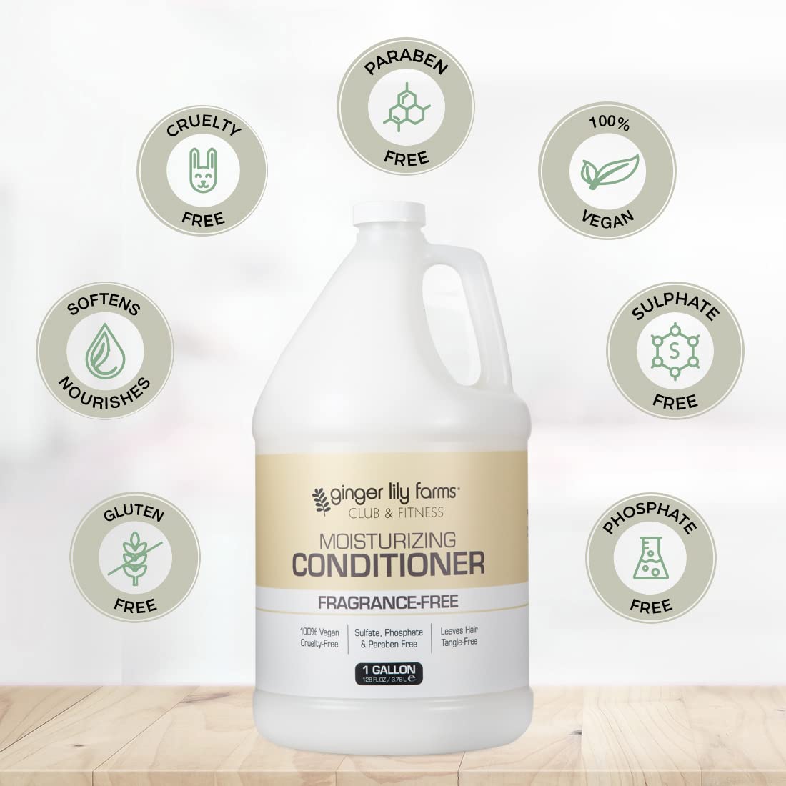 Ginger Lily Farms Club & Fitness Moisturizing Conditioner for Dry Hair, 100% Vegan & Cruelty-Free, Fragrance Free, 1 Gallon (128 fl oz) Refill Beauty and Personal Care Ginger Lily Farms