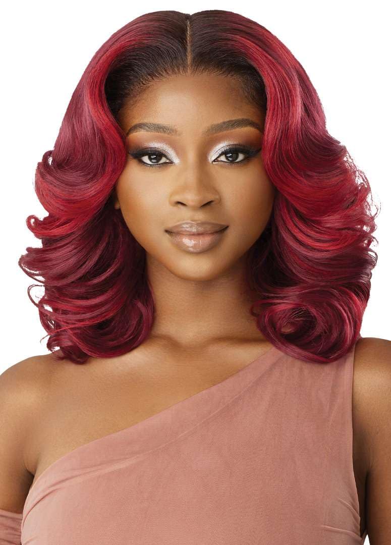 Outre - 5X5 Lace Closure Wig - Human Hair Blend - Body Wave 16" (DR2/CHOCOLATE SWIRL)