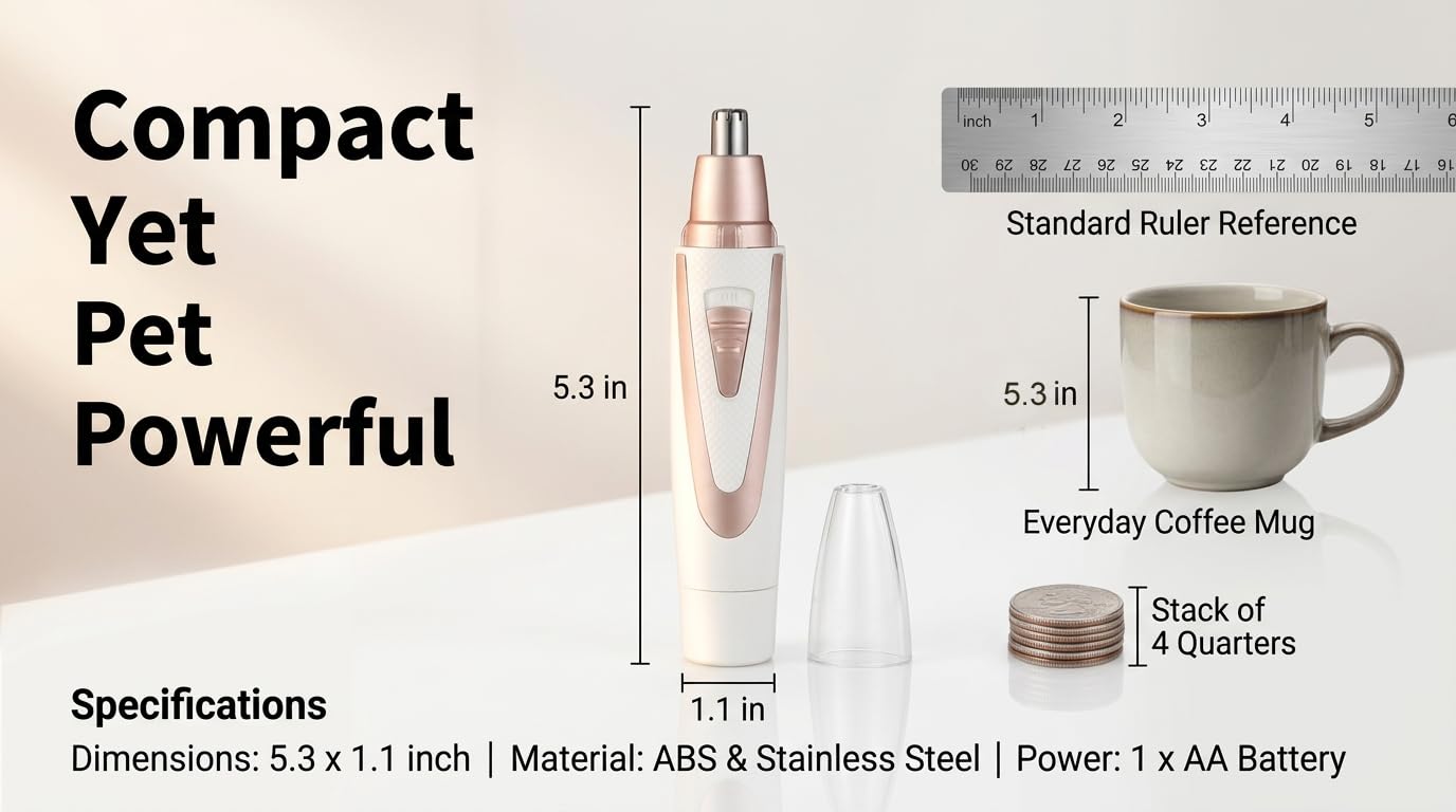 Ear and Nose Hair Trimmer Clippers: 2026 Professional Painless Eyebrow & Facial Hair Trimmers Remover for Women, Battery-Operated Nasal Clipper, Dual Beauty and Personal Care Sodynee