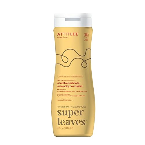 ATTITUDE Nourishing Shampoo for Curly Hair with Moringa Oil, EWG Verified, Vegan and Naturally Derived, 3a, 3b, 3c Curl Type, Provides Lightweight Beauty & Personal Care ATTITUDE