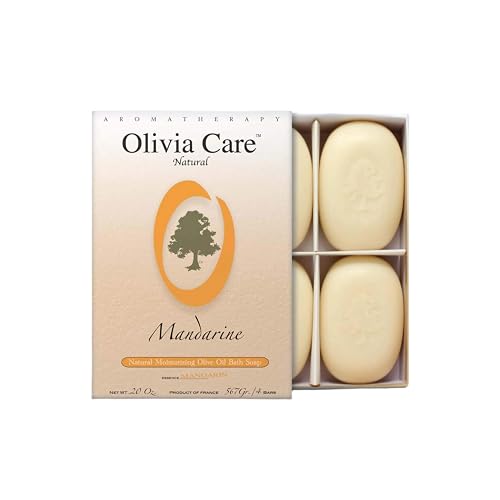 Olivia Care Bath & Body Bar Mandarin Soap 4 Pack Gift Box Organic, Vegan & Natural Contains Olive Oil Repairs, Hydrates, Moisturizes & Deep Cleans Beauty & Personal Care Olivia Care