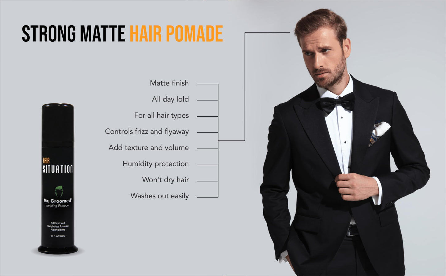 Hair Situation Mr. Groomed Matte Pomade for Men - Strong All-Day Hold, Matte Natural Finish Look - Non-Greasy, Alcohol-Free Hair Styling Wax, All Hair Beauty & Personal Care Hair Situation