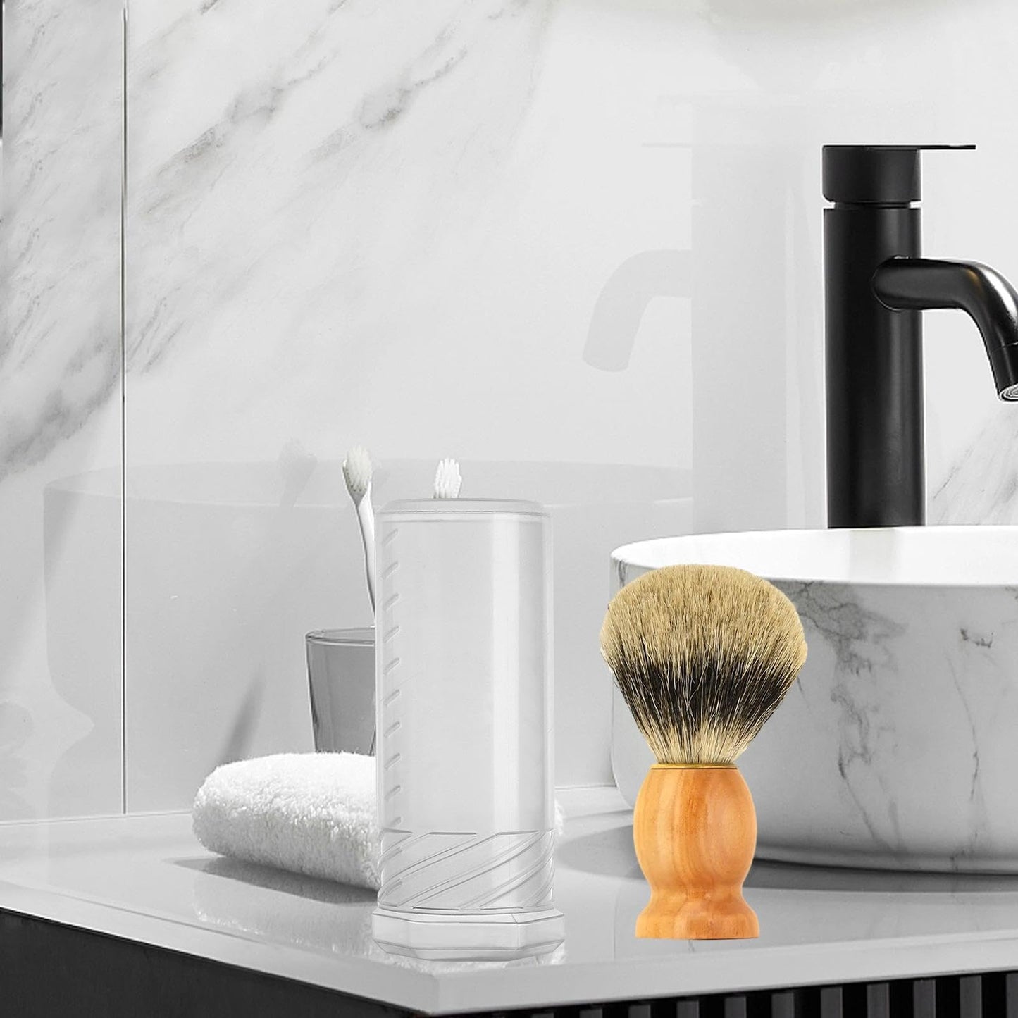 Shaving Brush Travel Case Shave Brush Holder with Adjustable Height Beard Brush Container Tube for Birthday Party Men Father Beauty and Personal Care kowaku