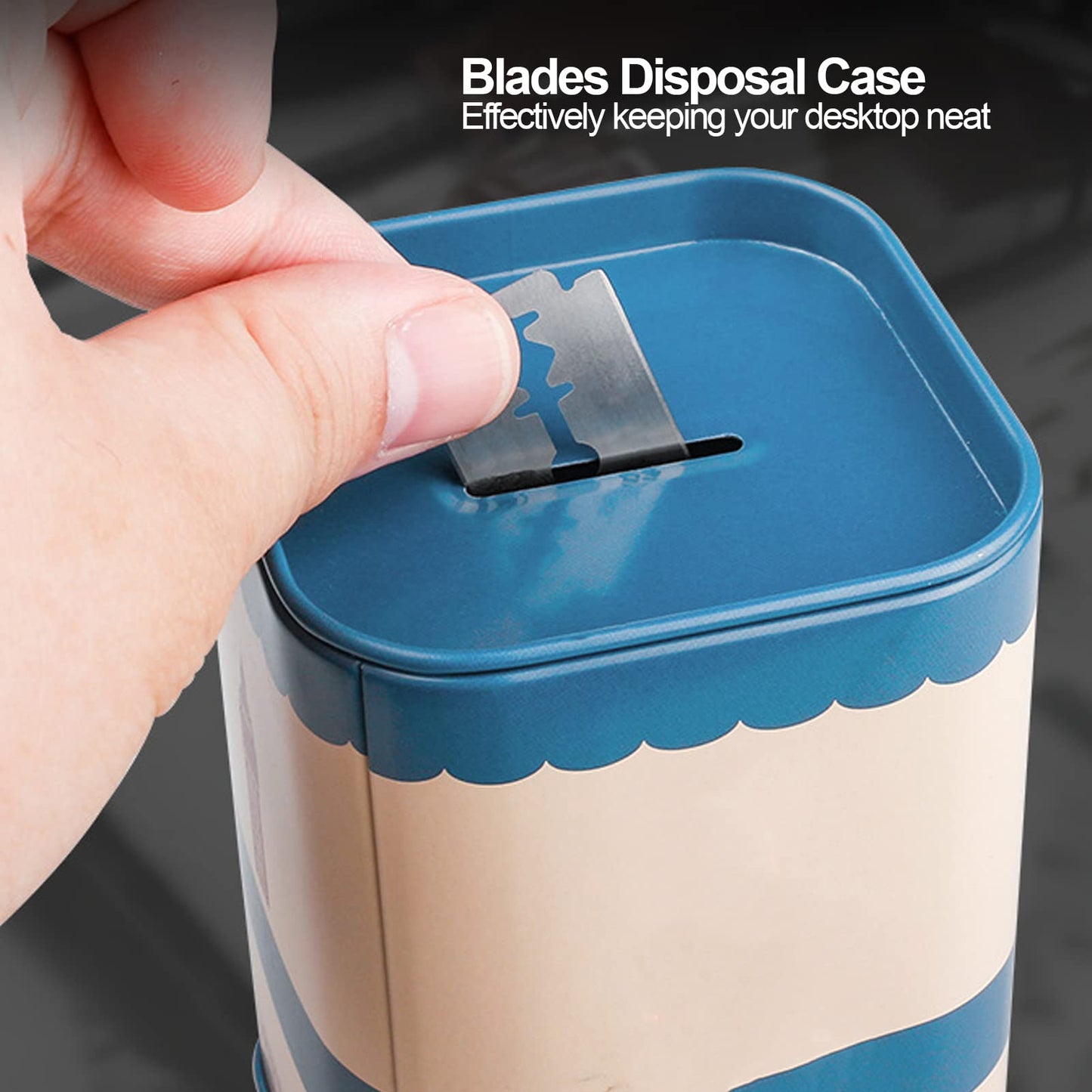 Blade Disposal Case, Razor Blade Bank, Iron Blade Disposal Case, Iron Detachable Cover Large Capacity Razor Blade Bank Storage Container Waste Blades Beauty and Personal Care Betued