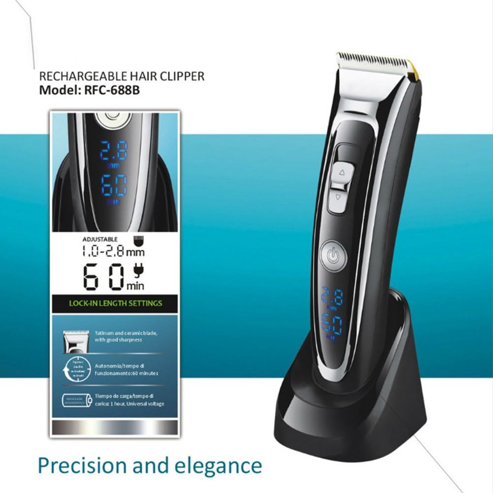 ZUIAI Professional Digital Trimmer Rechargeable Electric Hair Clipper Men's Cordless Haircut Adjustable Ceramic Blade RFC-688B 49 Beauty and Personal Care ZUIAI