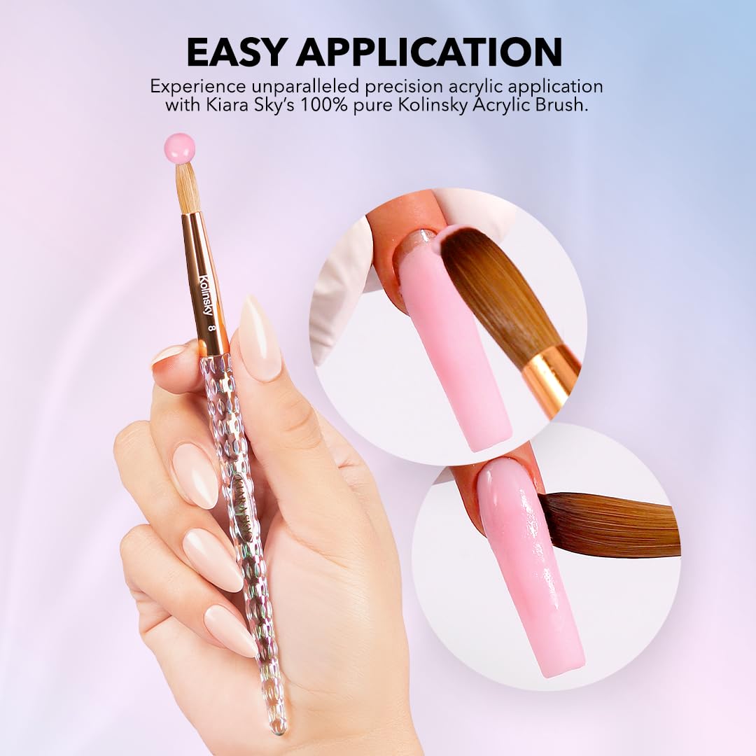 Kiara Sky Acrylic Brush #10 - Clear | 100% Pure Kolinsky | Crystal Cut Handle and Acetone Resistant Beauty & Personal Care KIARA SKY