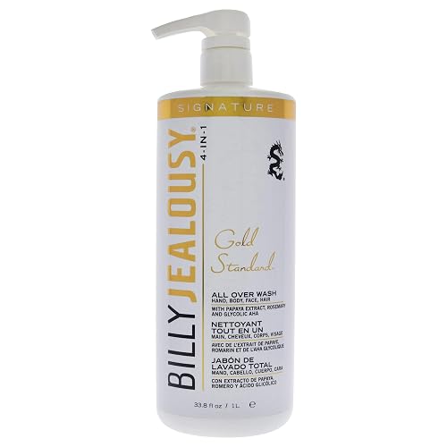 Billy Jealousy Gold Standard 4-in-1 All Over Wash - Hand, Body, Face and Hair Cleansing, Soothing and Moisturizing Wash, Papaya, Mint, Rosemary Beauty & Personal Care Billy Jealousy