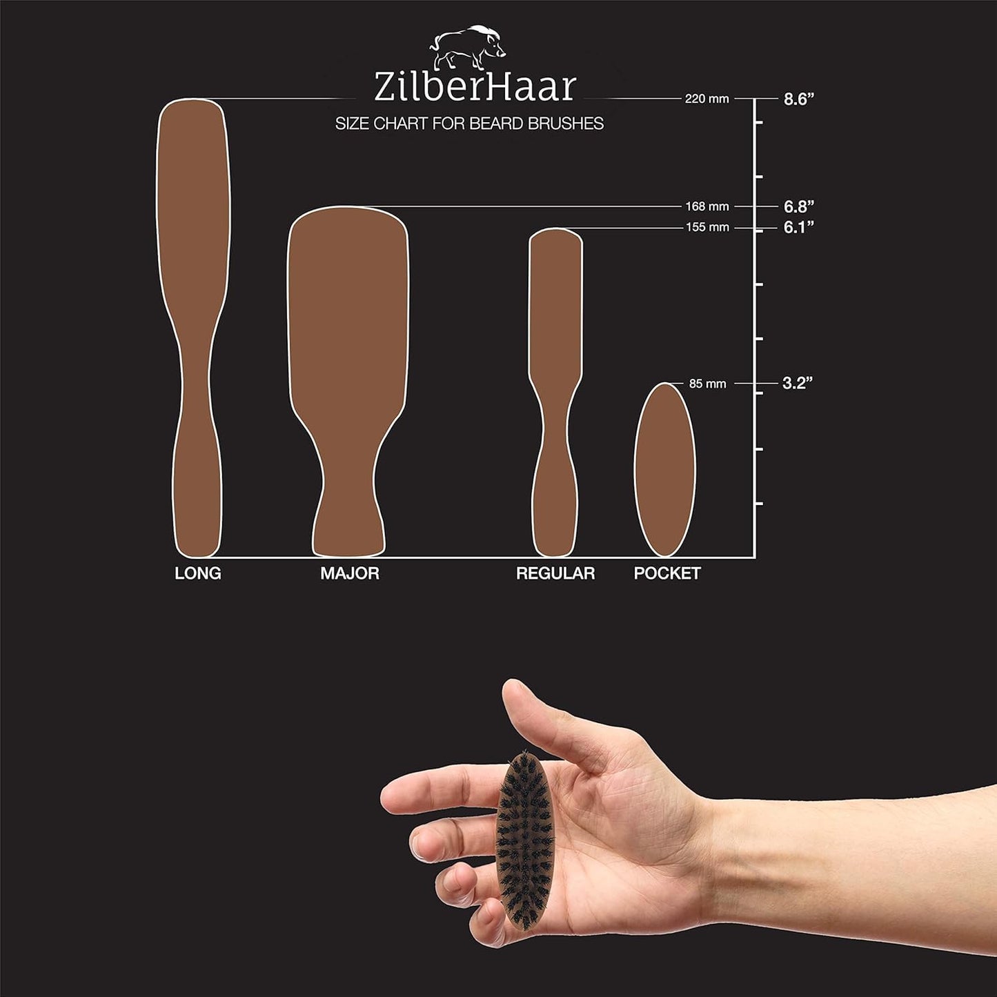 ZilberHaar - Pocket Mustache and Beard Brush - Soft Boar Bristles and Pearwood - Perfect Grooming Tool for Men - Relieves Itch, Works with all Beard Beauty & Personal Care ZilberHaar