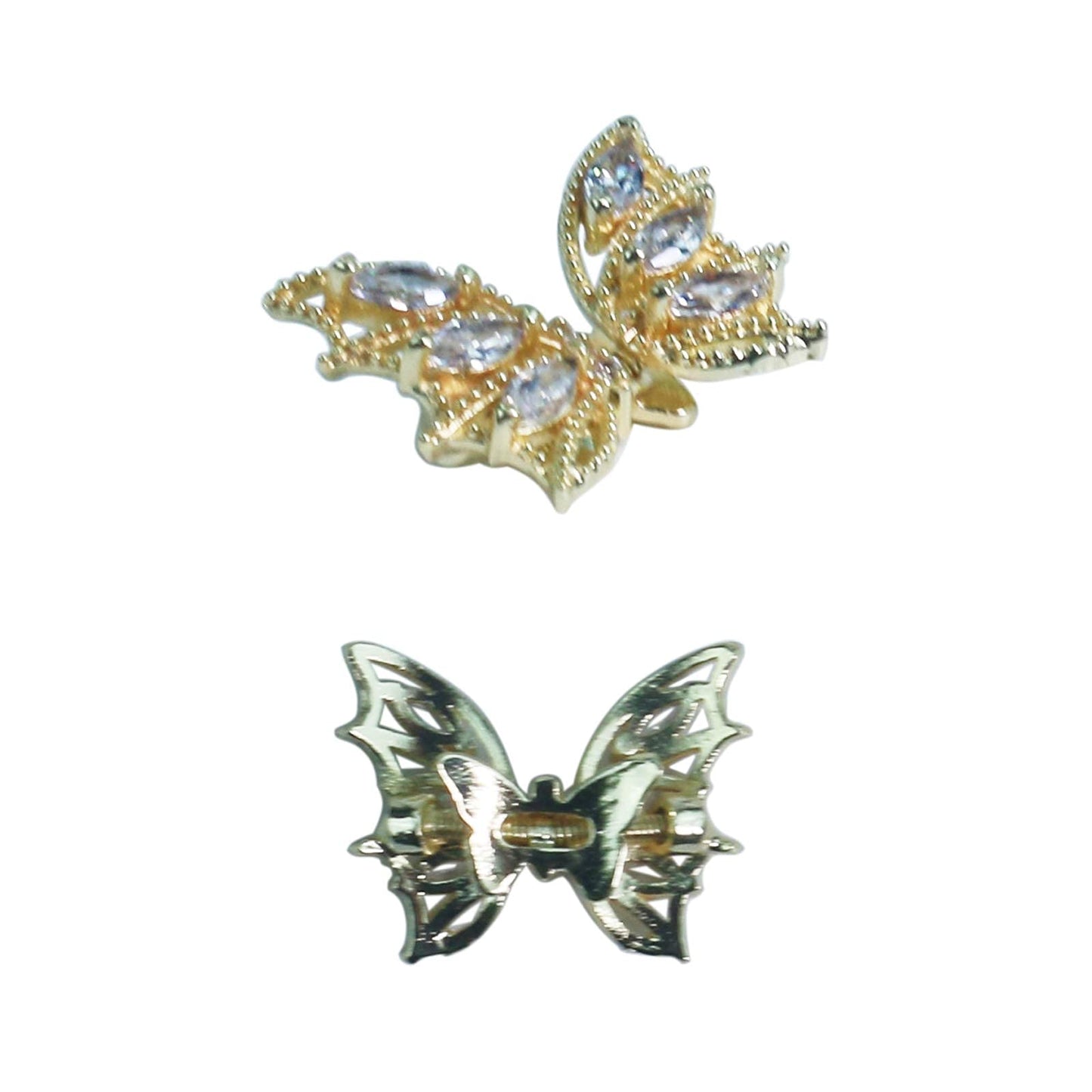 Tinsow 4 Pcs Nail Diamond Metal Nail Art Butterfly Jewelry Crystal Strass Moving Wings Butterfly Nail Diamond Stones Wedding Charms Accessories (Gold) Beauty & Personal Care Tinsow