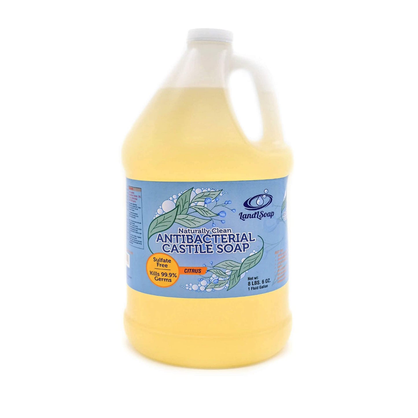 LandLSoap Citrus Antibacterial Pure Castile Soap Liquid for Face, Hand & Body Wash, Vegan, Non-GMO, Made in USA, Dry & Sensitive Skin (1 Gallon) Beauty & Personal Care LandLSoap