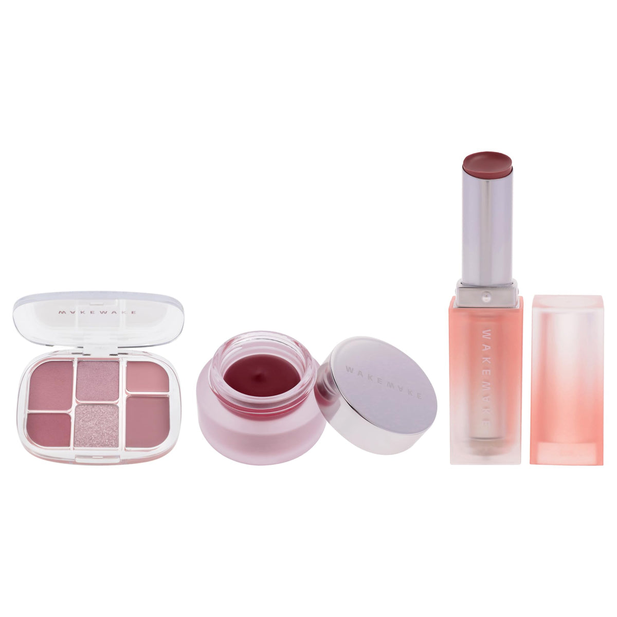 Wakemake Kit by Wakemake for Women - 3 Pc Kit 0.22oz Makeup - 03 Lavander Pleasure, 0.15oz Makeup - 07 Mauve Pink, 0.12oz Lipstick - 03 Noted