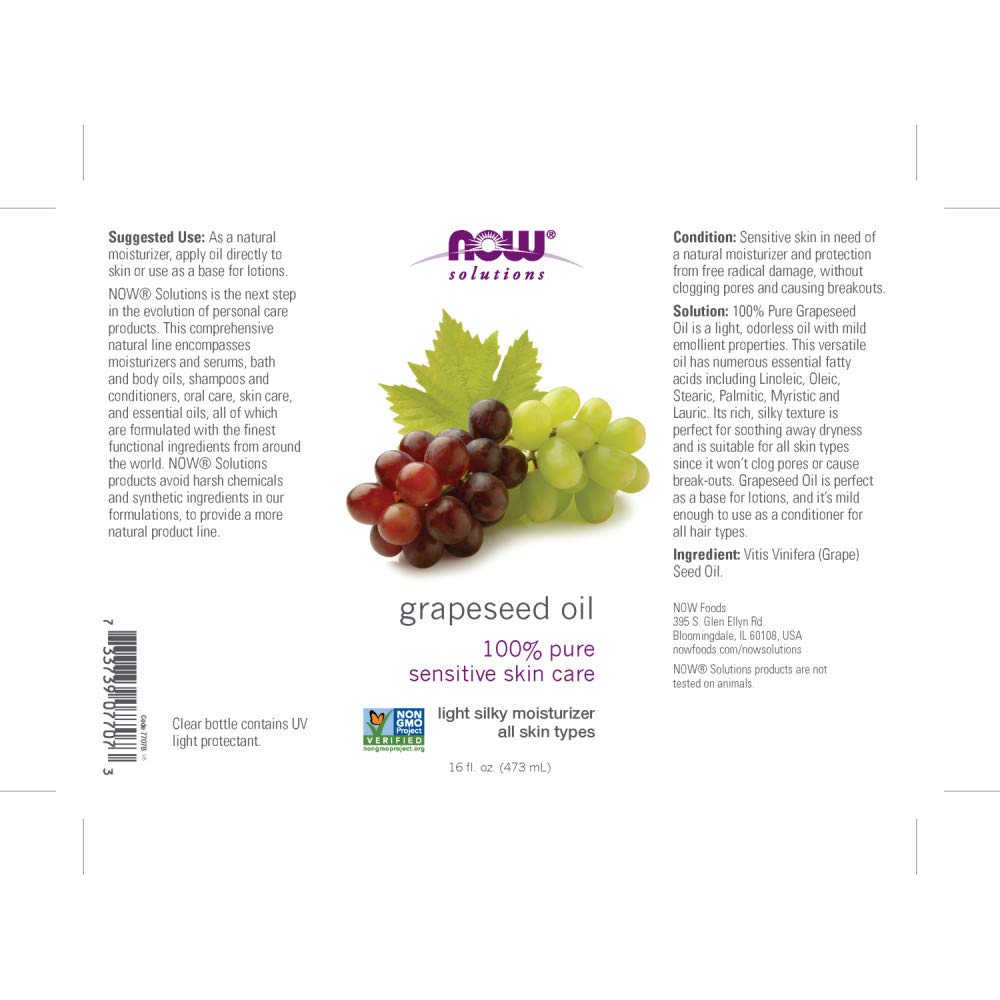 Now Foods Grape Seed Oil, 32 oz (16oz X2) Beauty & Personal Care NOW Foods