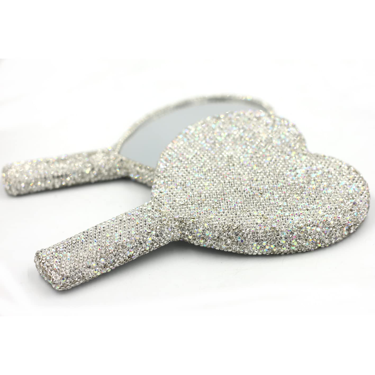 Bestbling Bling Rhinestone Heart Handheld Mirror - Portable & Dazzling Makeup Mirror for On-The-Go Touch-ups (Plastic White) Beauty & Personal Care Bestbling