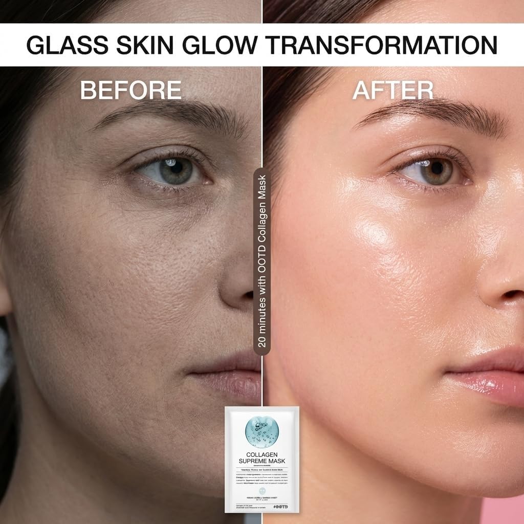 Collagen Hydrating Sheet Masks for Face Korean Anti Aging Mask Sheet for Dry Skin & Sensitive Skin, EVE Vegan, Not Tested on Animals, No Parabens, No Beauty and Personal Care #OOTD