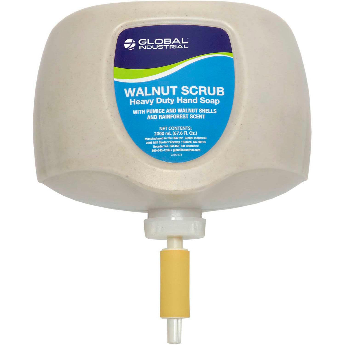 Global Industrial Walnut Scrub Heavy Duty Hand Cleaner, Rainforest Scent, 2L Refill, 4/Case