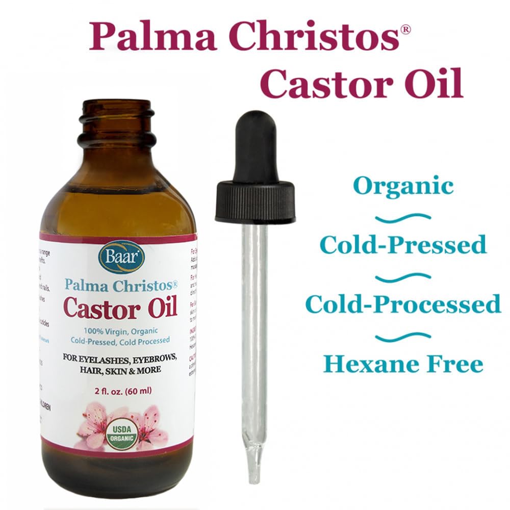 Baar Palma Christos Castor Oil, Organic, 100% Pure, Cold-Pressed, Hexane-Free Products. Helps with Conditions for Hair Growth for Eyebrows, Hair Beauty & Personal Care Baar