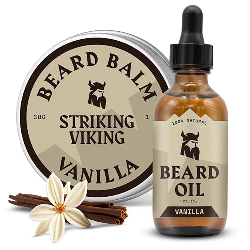 Striking Viking Beard Oil and Balm - Leave in Beard Conditioner - Tames, Styles, Softens, and Moisturizes Beards and Mustache - Made with All Natural Beauty & Personal Care Striking Viking