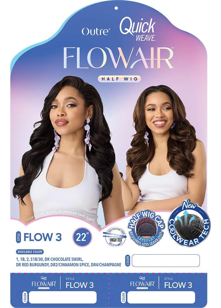 Outre Quick Weave Synthetic Half Wig - FlowAir - Flow 3 (JET BLACK 1)