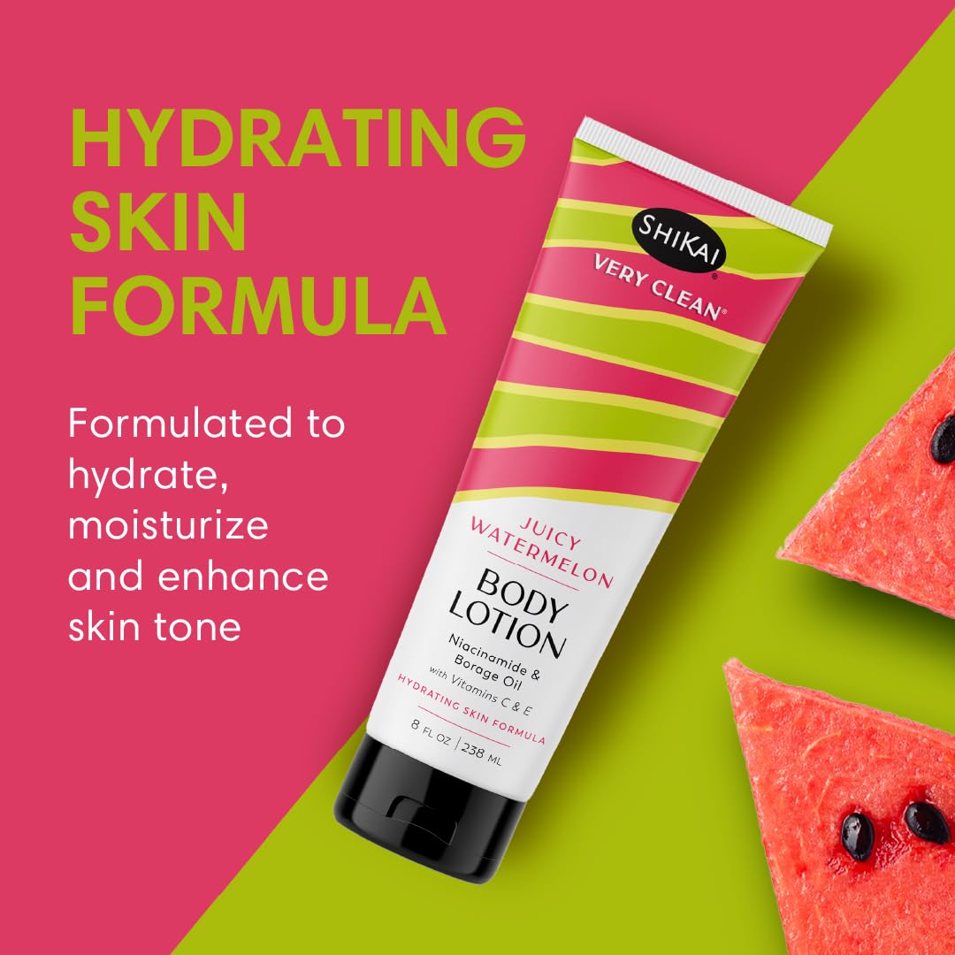 ShiKai Very Clean Body Lotion (Juicy Watermelon, 8 oz) | Hydrating Skin Moisturizer for Dry Skin | With Niacinamide, Borage Oil, and Vitamin C & E Beauty & Personal Care ShiKai