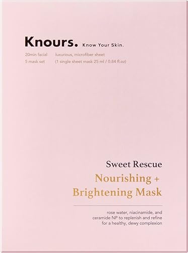 Knours. Nourishing & Hydrating Mask, Rose Water Toning Rejuvenating Facial Nourishing Clean Beauty (5 Count) Beauty & Personal Care Knours.