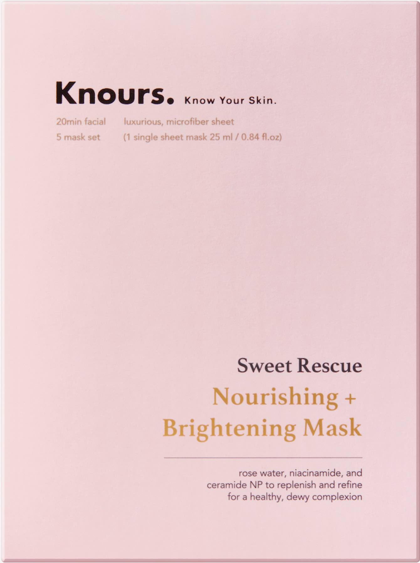 Knours. Nourishing & Hydrating Mask, Rose Water Toning Rejuvenating Facial Nourishing Clean Beauty (5 Count) Beauty & Personal Care Knours.