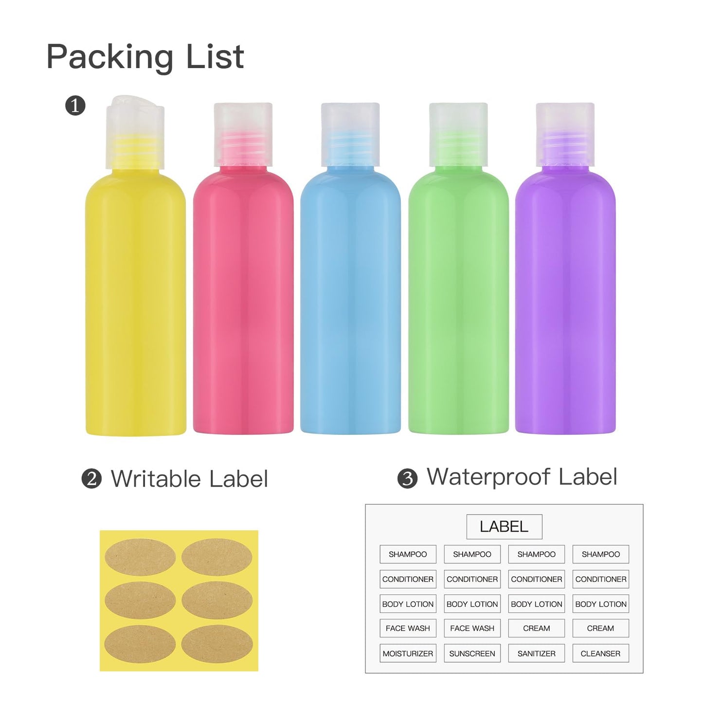 Travel Bottles for Toiletries 3.4 oz - Travel Size Containers for Shampoo Plastic - Small Empty Lotion Squeeze Bottle for Liquid TSA Approved - Leak Beauty & Personal Care owlyee