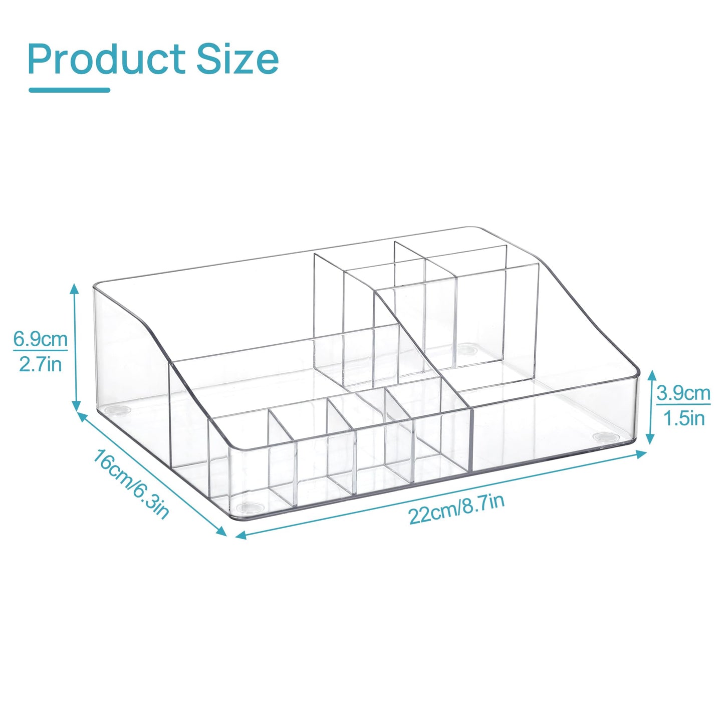 Vtopmart Clear Plastic Devided Makeup Organizer Tray Beauty and Personal Care Vtopmart