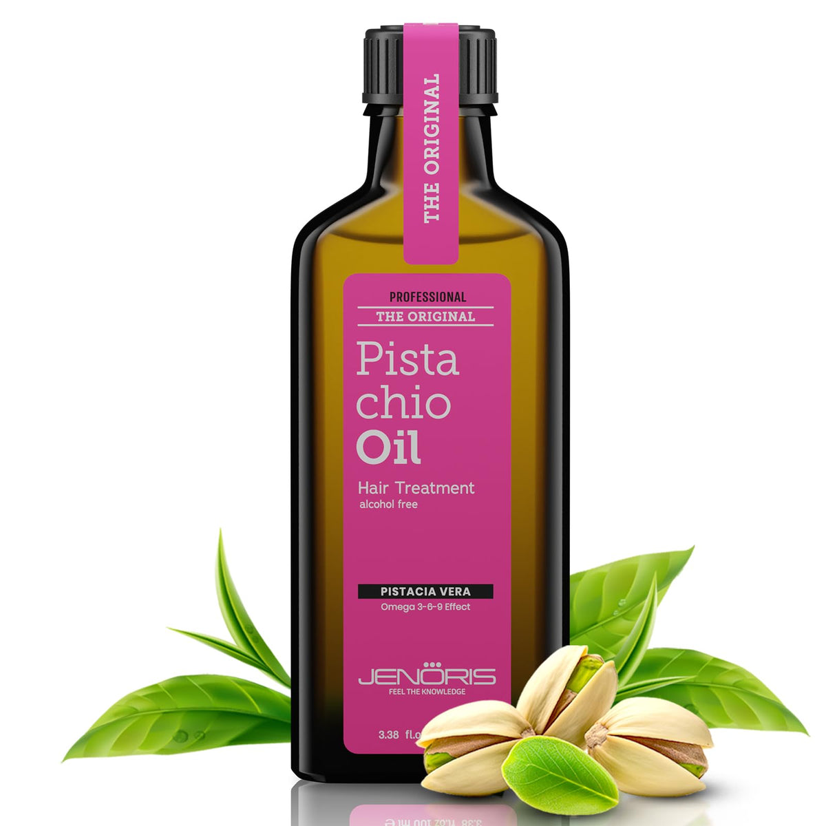 Jenoris Pistachio Oil Hair Serum for Frizzy and Damaged Hair, Lightweight Hair Oil for Dry Hair with Omega 3-6-9 Complex, Anti-Frizz Hair Serum for