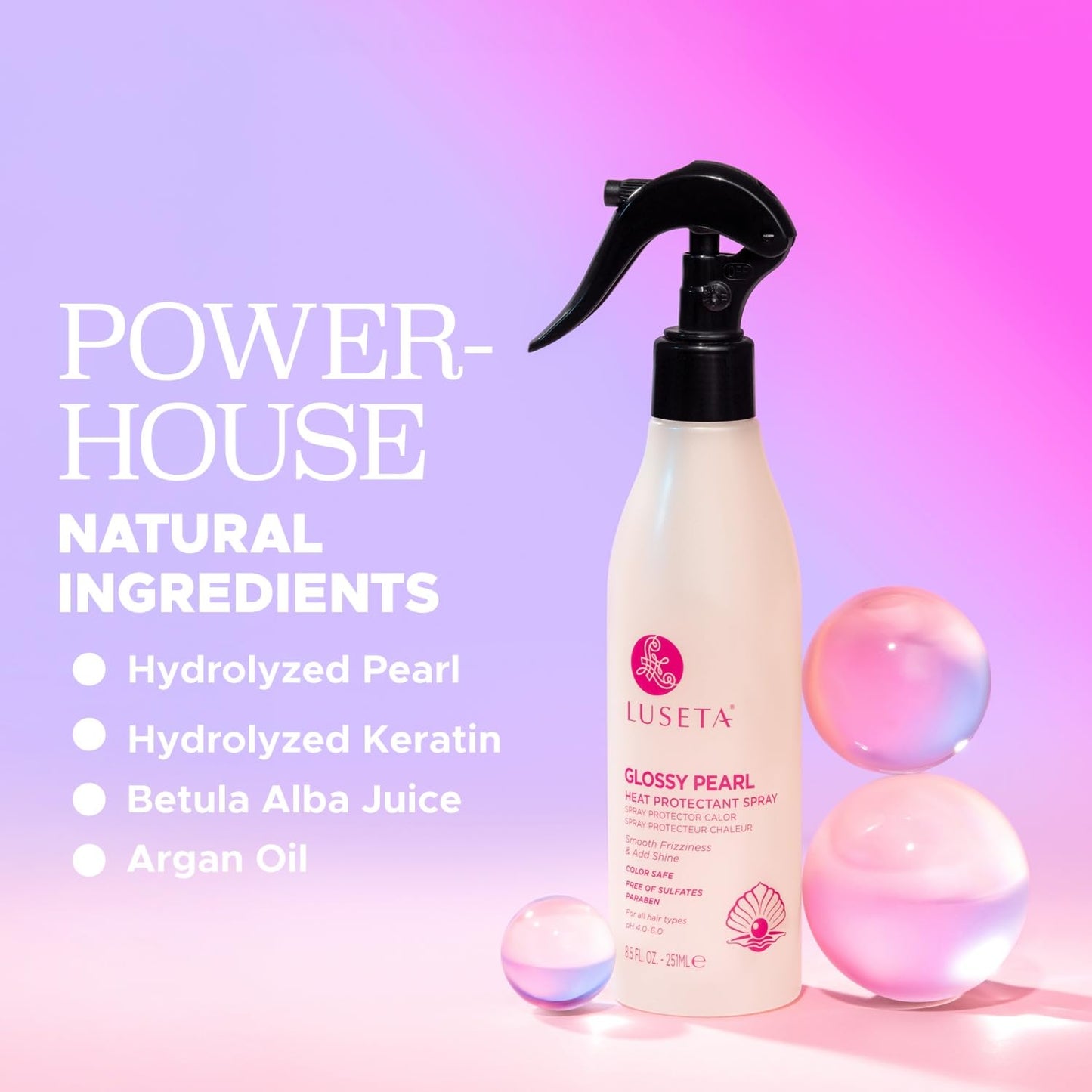 Luseta Glossy Pearl Heat Protectant Spray Smoothing Thermal Protection Treatment Enhance Shine and Add Strength for All Hair Types Protect Hair from Beauty & Personal Care L LUSETA