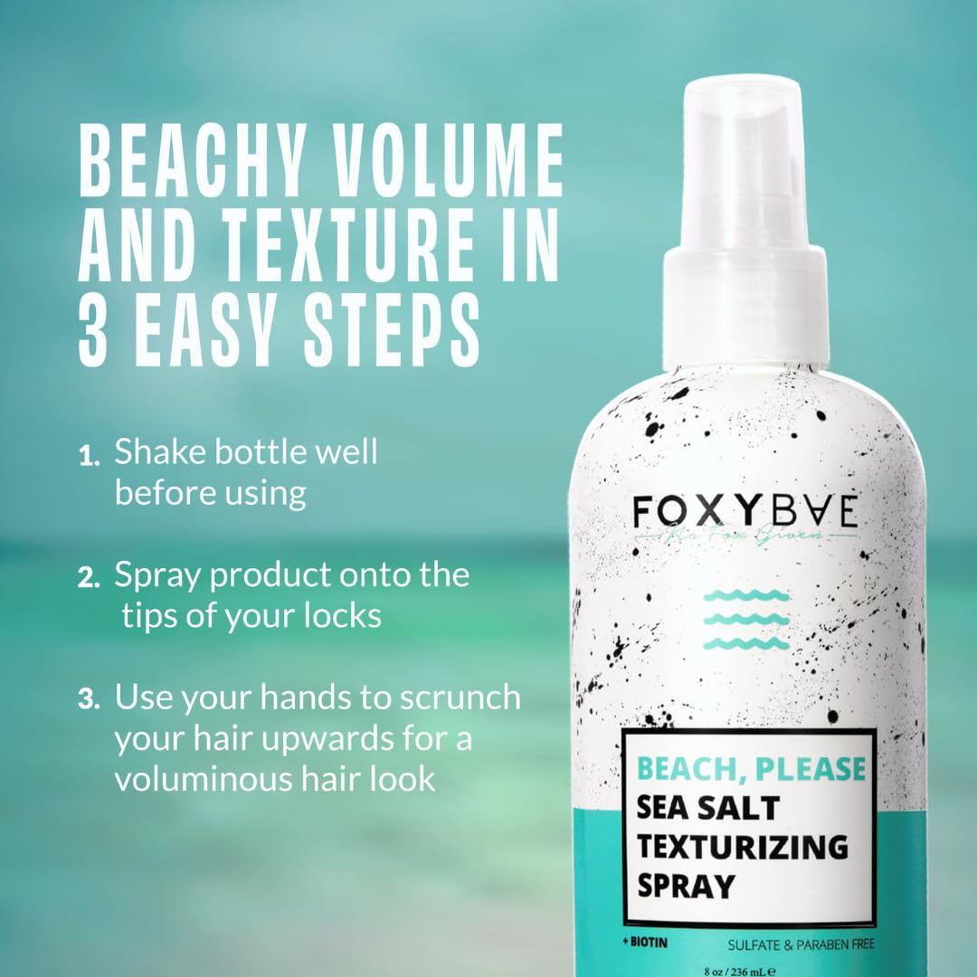 FoxyBae Sea Salt Spray for Hair - with Biotin - Texture, Texturizing, Volumizing, Thickening - for Men & Women - 8 Fl Oz Beauty & Personal Care FoxyBae