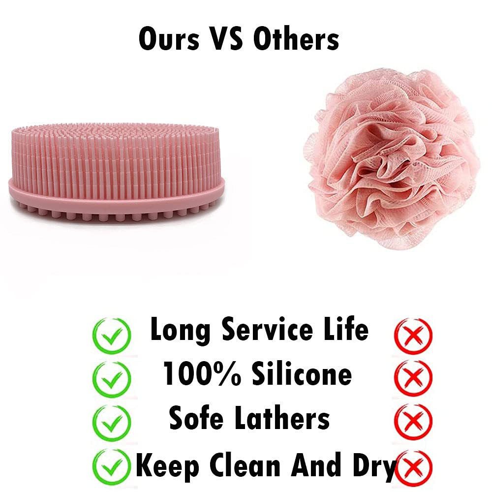 Silicone Body Brush, Blue/Pink/Purple/Green Exfoliating Body Brush, Double Sides Shower Bath Brush, SPA Massage Skin Care Tool Pore Cleaning Pad Beauty and Personal Care SEIWEI