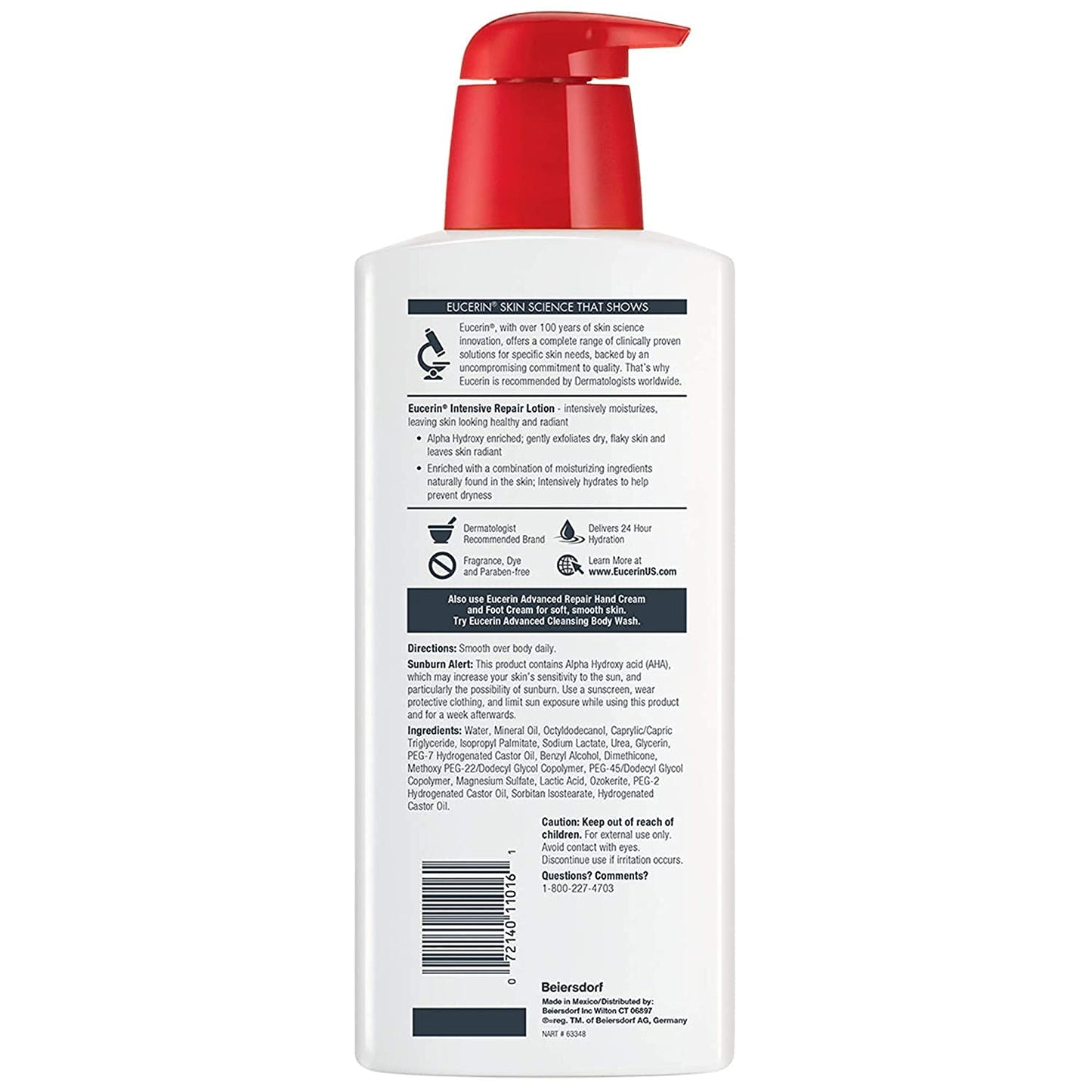 Eucerin Intensive Repair Body Lotion, Lotion for Very Dry Skin, 16.9 Fl Oz Pump Bottle - Pack of 2 Beauty & Personal Care Eucerin