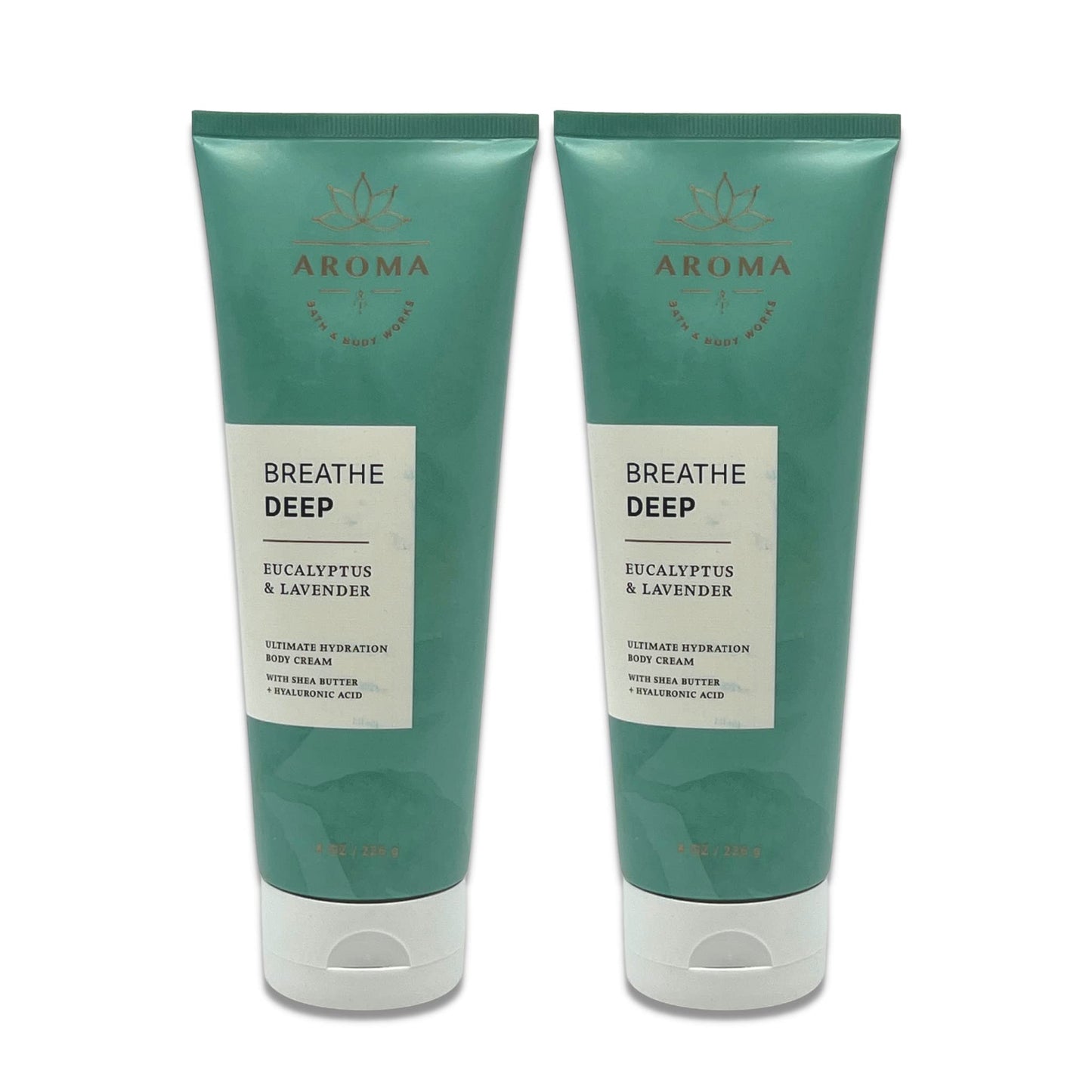 Bath & Body Works - Aromatherapy - Breathe Deep Eucalyptus & Lavender - Ultimate Hydration Body Cream - Pack of 2-8oz Beauty & Personal Care Bath & Body Works