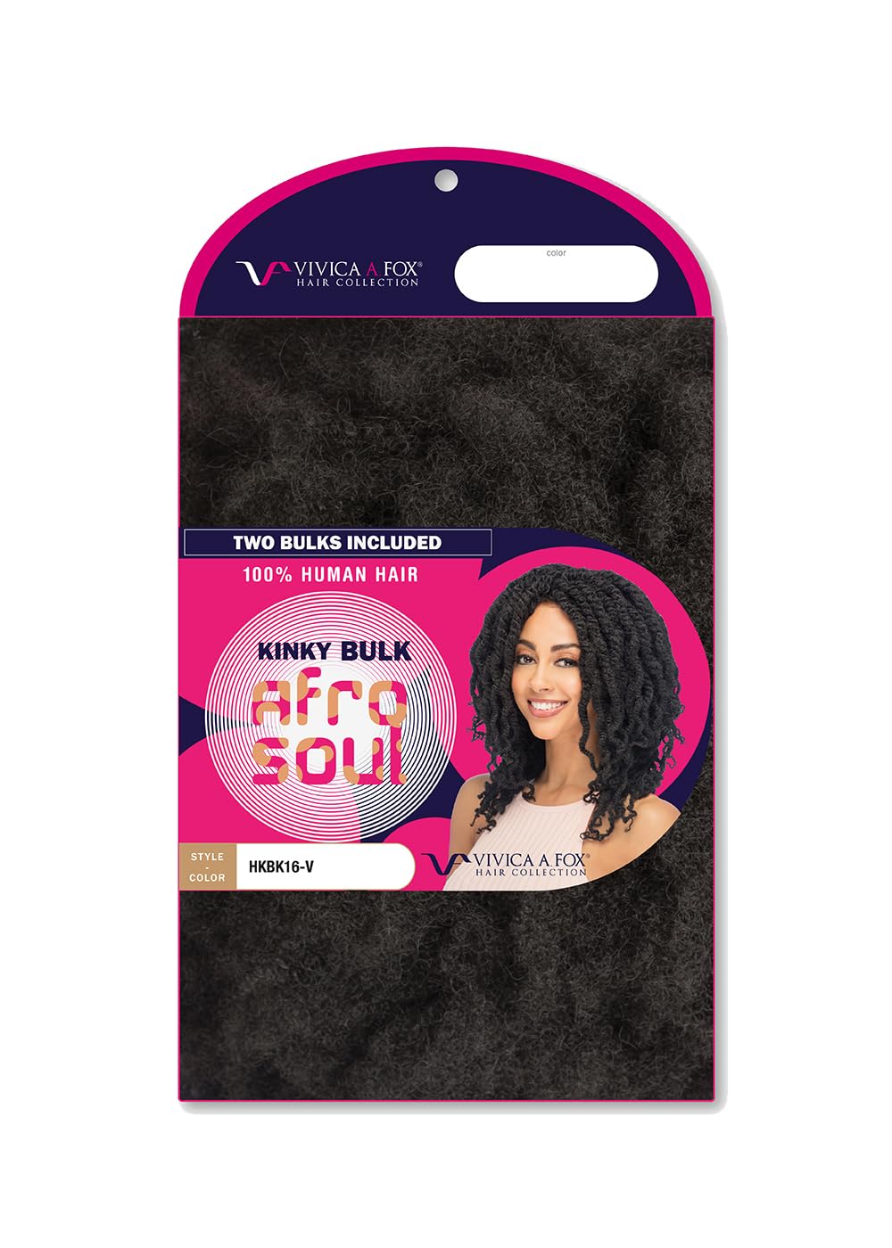Vivica A Fox Hair Collection HKBK16-V Human Hair Afro Curl Kinky Bulk Extension, 2, 5.8 Ounce