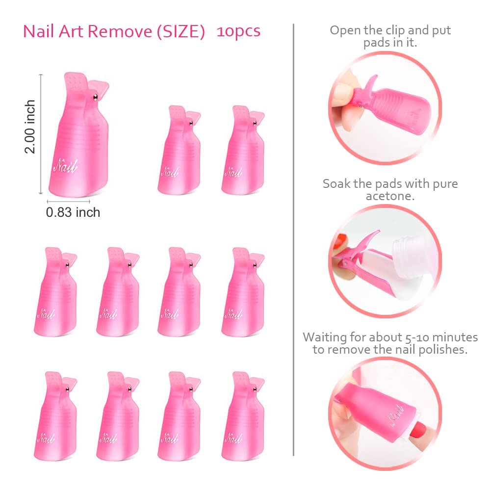 Gel Nail Polish Remover Tools Kit Acetone Acrylic Nails Tool Sets, With Nail Clips, Wipes, Cutter, Pump, Nail Buffer Shiner Files, Brush Beauty & Personal Care ROFROX