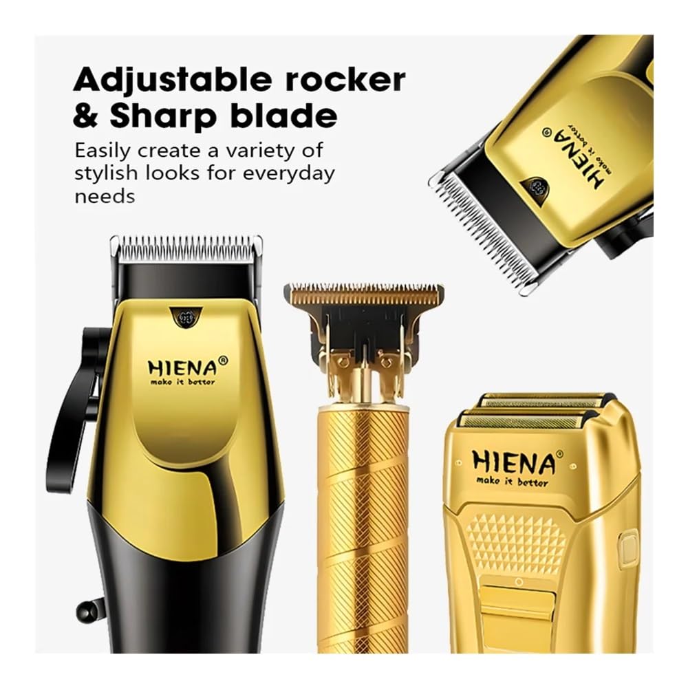 EWKYLSEM Razors HIENA Professional Electric Hair Clipper and Razor 3piece Set, USB Rechargeable Hair Clipper, Cordless use Trimmer, Men's Razor Beauty and Personal Care EWKYLSEM