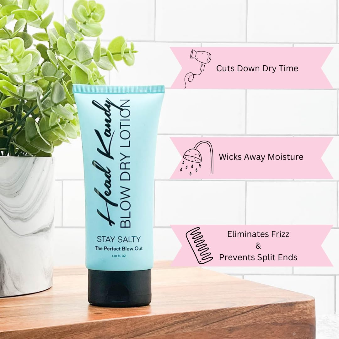Head Kandy Stay Salty Volumizing Blow Dry Lotion |The Perfect Blowout | Anti-Frizz Heat Protectant For Hair | Anti-Humidity Hair Product | 4.95oz Beauty & Personal Care Head Kandy