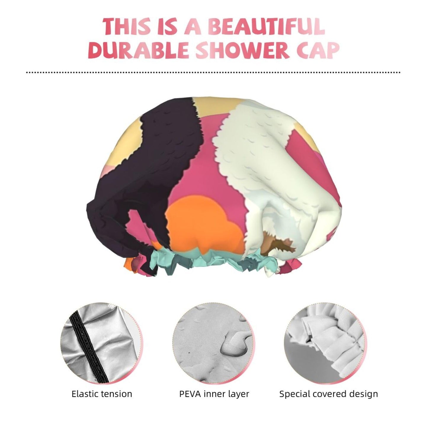 Alpacas In Love In The Mountains Shower Cap For Women Reusable Double Layers Bathing Bath Cap Hair Caps Waterproof Elastic Band Ladies Spa Salon Beauty and Personal Care GDSHJKLW