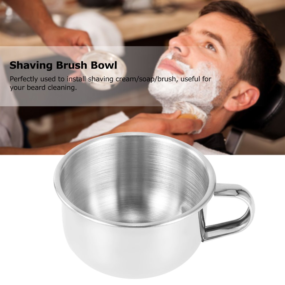 Semme Shaving Bowl, Stainless Steel Shave Cream Soap Bowl with Handle for Beard Cleaning, Smooth Surface, Lightweight and Durable Beauty and Personal Care Semme