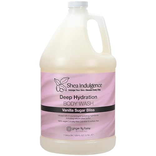 Ginger Lily Farms Botanicals Shea Indulgence Deep Hydration Body Wash, 100% Vegan & Cruelty-Free, Vanilla Sugar Bliss Scent, 1 Gallon (128 fl oz) Beauty & Personal Care Ginger Lily Farms