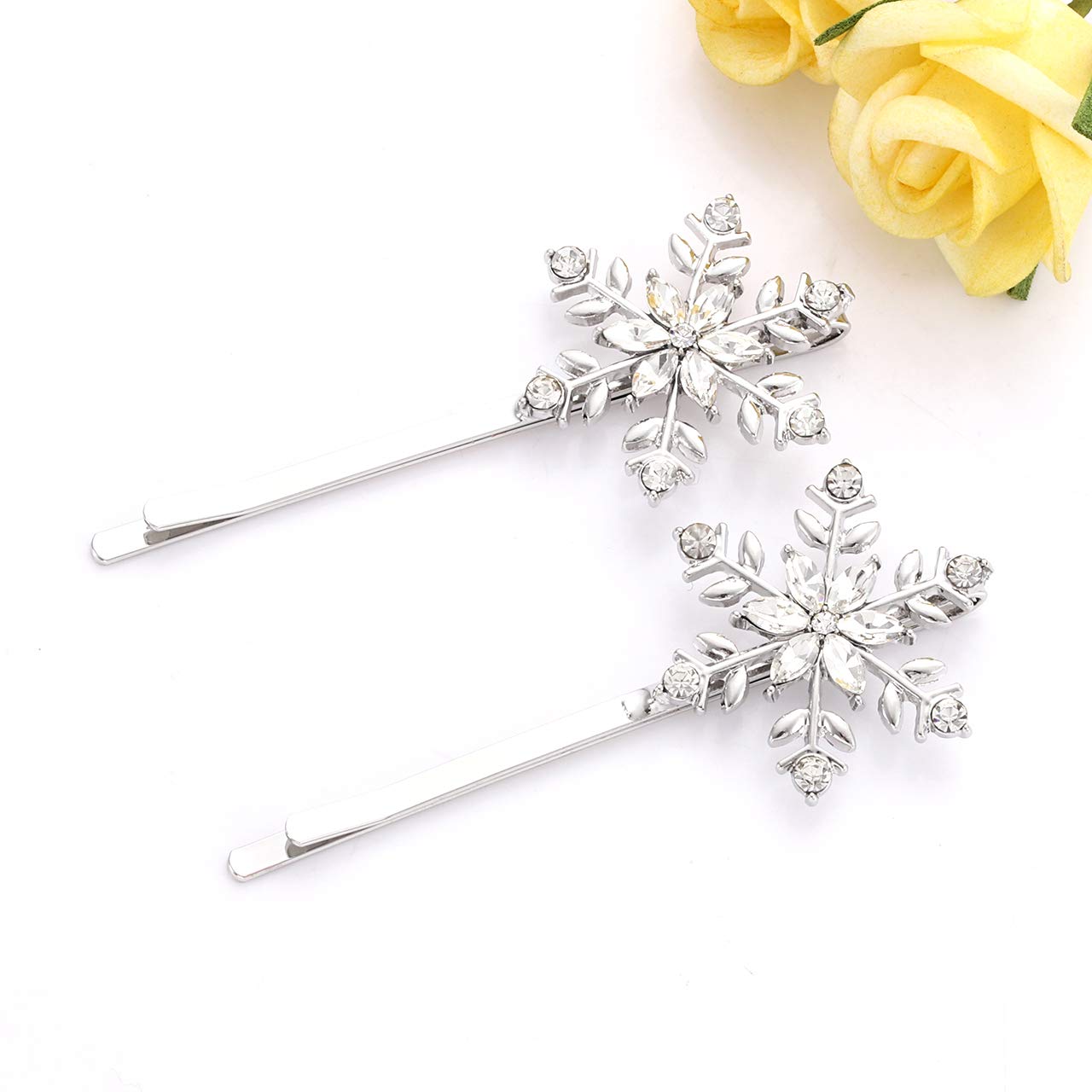 Christmas Bow Snowflake Hair Clip Hairpin Festive Gift Bows Rhinestone Snowflake Alligator Clips Xmas Holiday Party Hair Accessories Gift (Snowflake) Beauty & Personal Care YAHPERN
