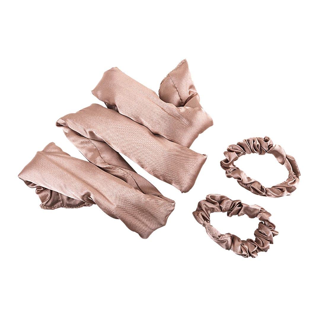 Very Necessary Heatless Curl Set - Champagne by Aria Beauty for Women - 3 Pc 1 Curling Rod Headband, 2 Scrunchies